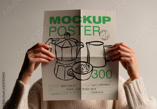 Woman Holding Poster Mockup