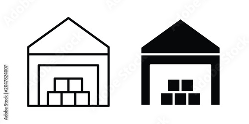 Fényképezés Inventory icon logo illustration. Black and white pictogram