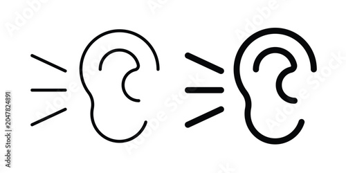 Tablou pe pânză Listening icon logo illustration. Black and white pictogram