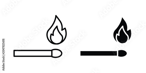 Fotografia Matches icon logo illustration. Black and white pictogram
