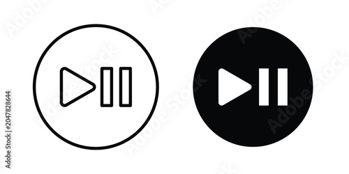 Bild auf Leinwand Play pause icon logo illustration. Black and white pictogram