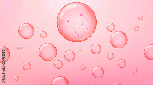 Pink gradient background with various sized pink bubbles floating around