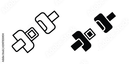 Foto Seat Belt icon logo illustration. Black and white pictogram