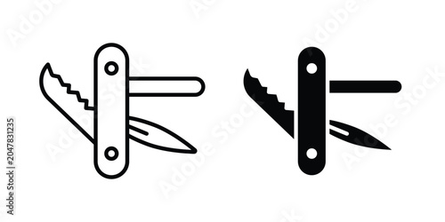 Tableau sur toile Swiss Knife icon logo illustration. Black and white pictogram