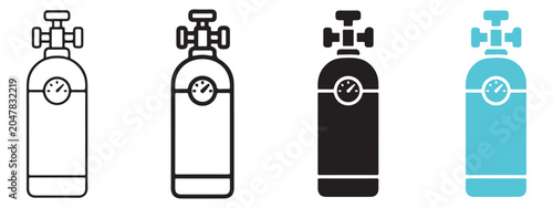 Fotografie Set of four oxygen gas cylinder icons for medical use