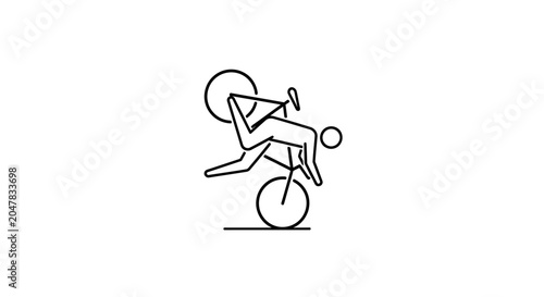 Obraz na płótnie Stick figure falling over handlebars during a bicycle stunt.