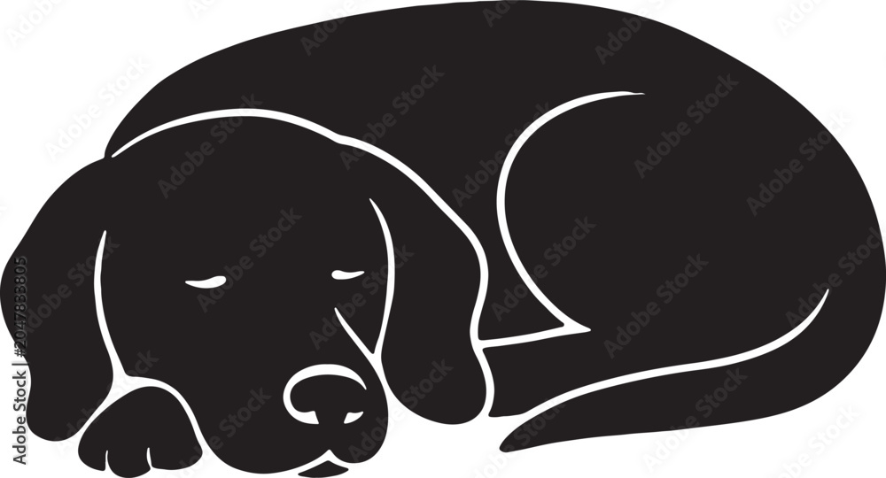 Fototapeta premium sleeping dog silhouette on white background