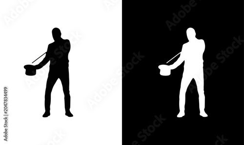Foto magician silhouette vector illustration, magician hat silhouette vector, illustr