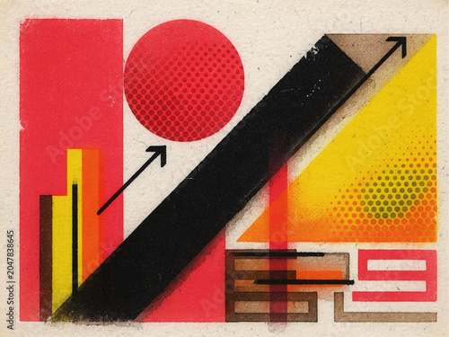 Risograph Print - Red Yellow Black Bauhaus