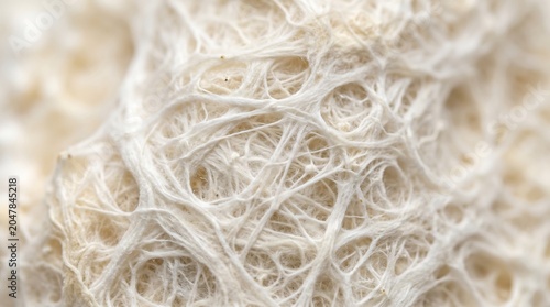 Elegant biological mycelium network background. Conceptual ultra-minimalist macro texture of interconnected white roots and fibers for biotechnology branding.