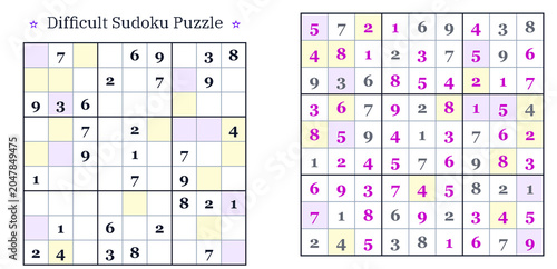 Schilderij op canvas Even-Odd Sudoku Hard Logic Puzzle Grid Vector — Printable Worksheet with Answers