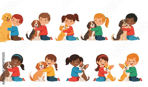 Bild auf Leinwand American Bobtail Cat Cartoon Vector Set with Cute Domestic Feline Characters Iso