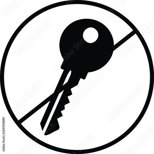 Slika na platnu Black key with toothed edge, minimalist flat