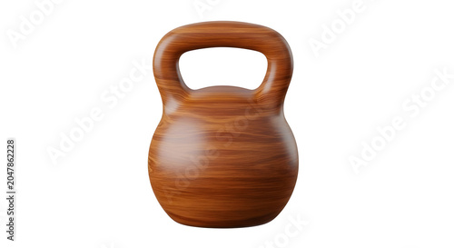 Wooden kettlebell equipment for functional strength training and bodyweight workout fitness isolated on plain surface