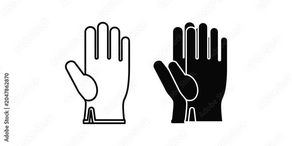 Fototapeta premium Black and white outline of work gloves against a clean backdrop symbolizing protection and safety during labor