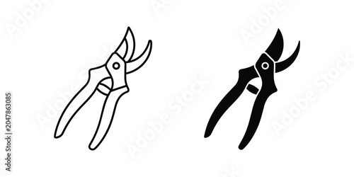 Photos Gardening pruning shears isolated on white with clean outline for graphic design
