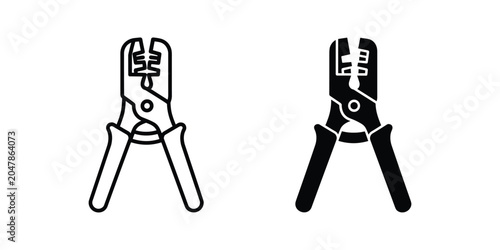 Wire stripper tool in outline and solid black silhouette against a clean white background for crafting