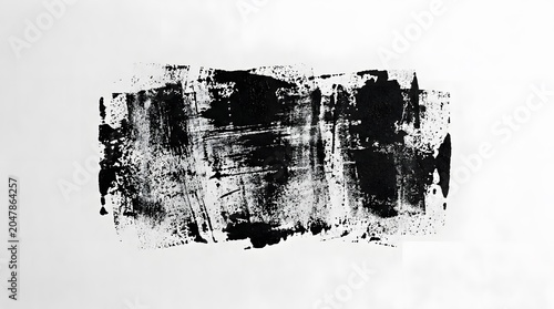 Abstract Black Ink Grunge Texture on White Minimal Background