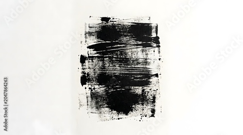 Abstract Black Ink Grunge Texture on White Minimal Background