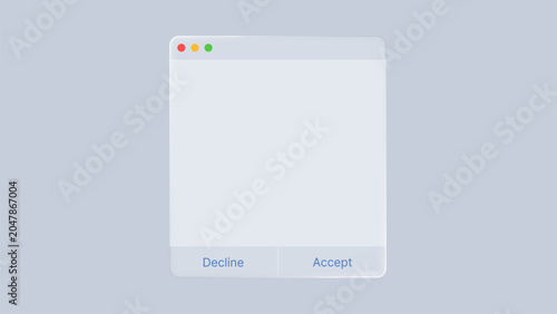 Photos Liquid glass morphism computer window with accept and decline button