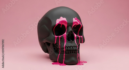 pink skull with pink ribbon