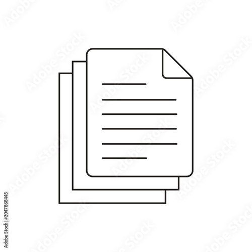 Lined paper document stack single icon editable stroke for office administration UI and data archive management.