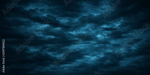 Schilderij op canvas Ominous dark clouds gather in the night sky, casting a dramatic and foreboding atmosphere, evoking a sense of mystery and anticipation