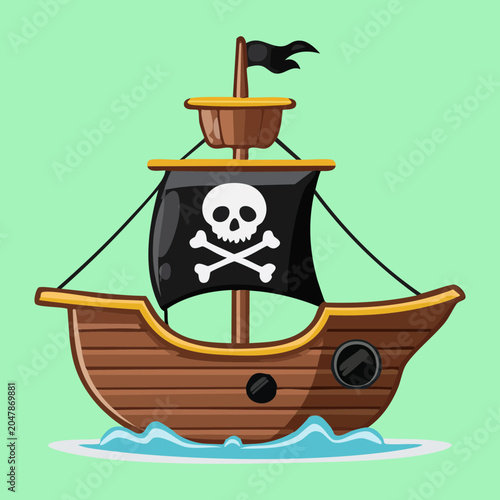 Foto small wooden pirate vessel riding sea waves tactical marine warfare transportati