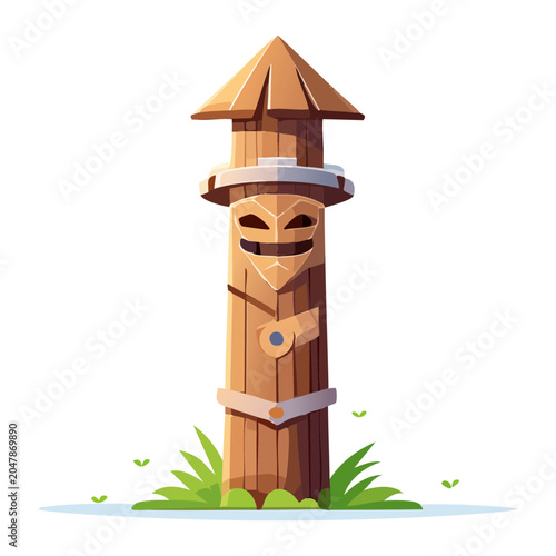 Tableau sur toile carved tiki wooden totem pillar ritual spiritual idol object level decoration el