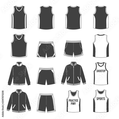 Basketball uniform set with jerseys shorts and jackets