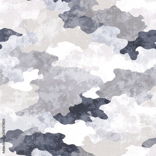 Gray and white shapes create a versatile seamless pattern