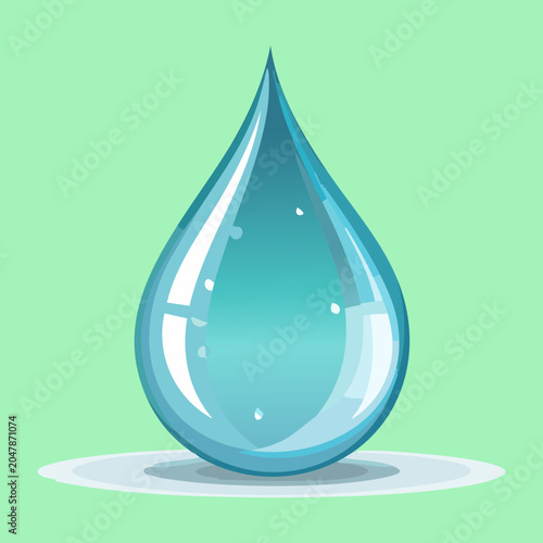 Canvastavla Translucent glossy blue liquid drop water icon emblem for ocean magic mana resou