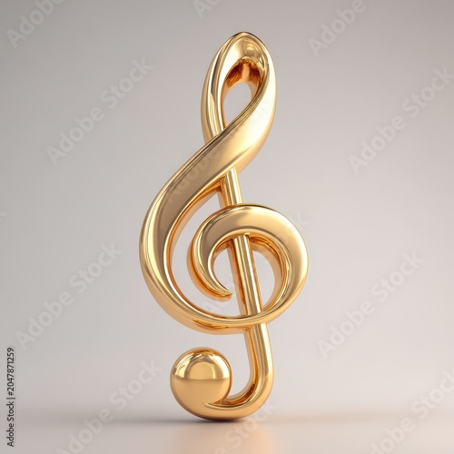Golden Treble Clef Symbol on Minimalist Background
