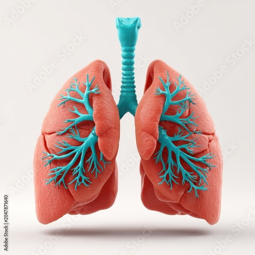 3D Illustration of Human Lungs with Bronchial Tree
