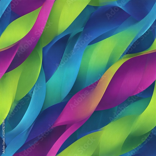 Pattern shows flowing lines in bright colors creating a seamless design