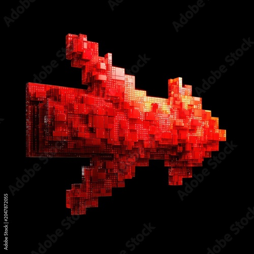 Red Pixelated Arrow on Black Background