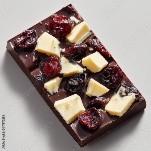 Gourmet Dark Chocolate Bar with Cranberries and White Chocolate