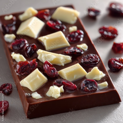 Dark Chocolate Bar with White Chocolate and Cranberries