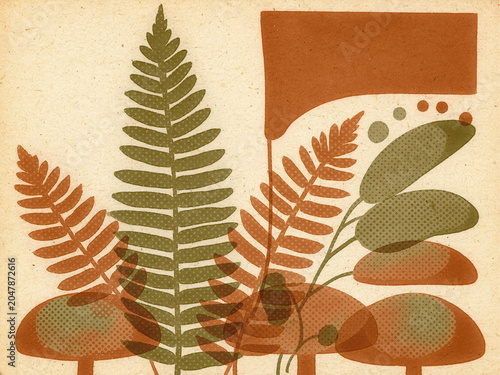Risograph Print - Olive Rust Botanical Nature Zine.