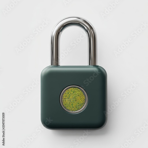 Modern Fingerprint Padlock Against White Background