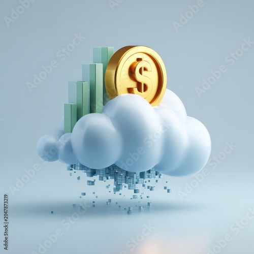 3D Cloud Computing with Currency Symbol