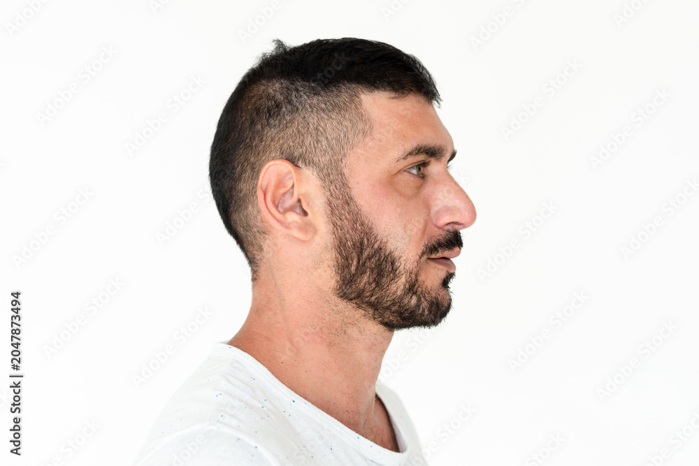 Fototapeta premium Profile view of bearded man.