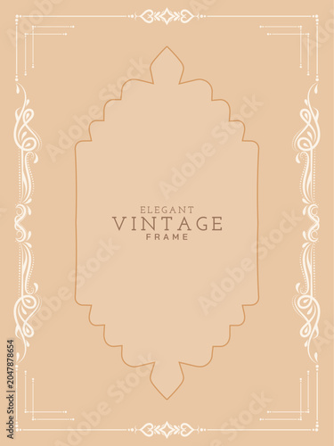 Abstract vintage style verticle floral frame decorative background