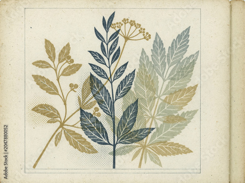 Risograph Print - Indigo Ochre Historical Herbarium.