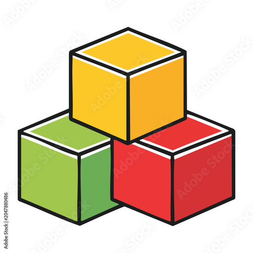 Colorful building blocks stacked on white background