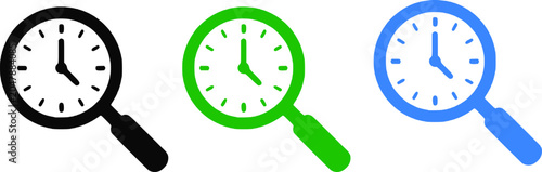 Quadro su tela Three magnifying glasses with clocks inside, symbolizing time, inspection, and analysis in a modern, sleek design