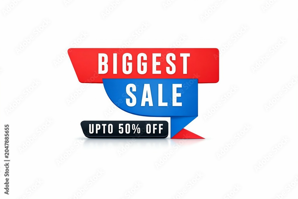 Obraz premium Biggest sale banner with up to fifty percent off discount offer