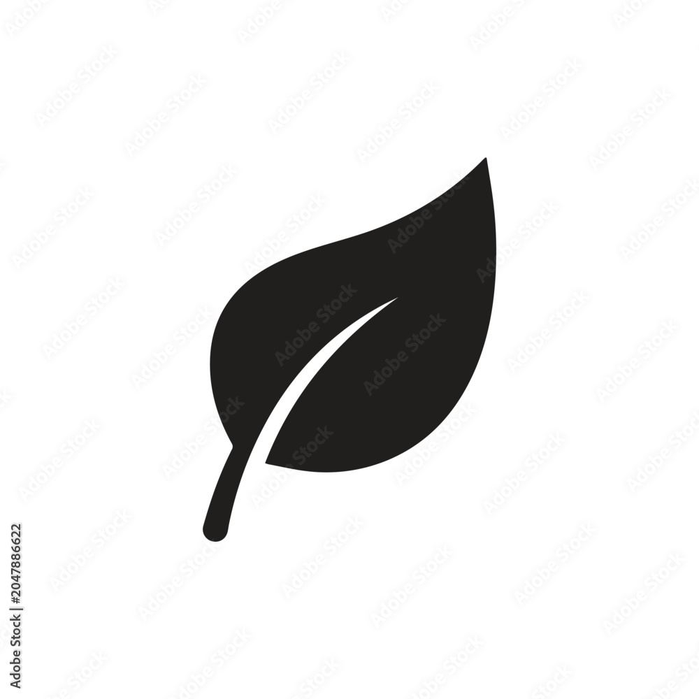Fototapeta premium Minimalist black silhouette graphic of a pointed leaf with silhouette, botanical