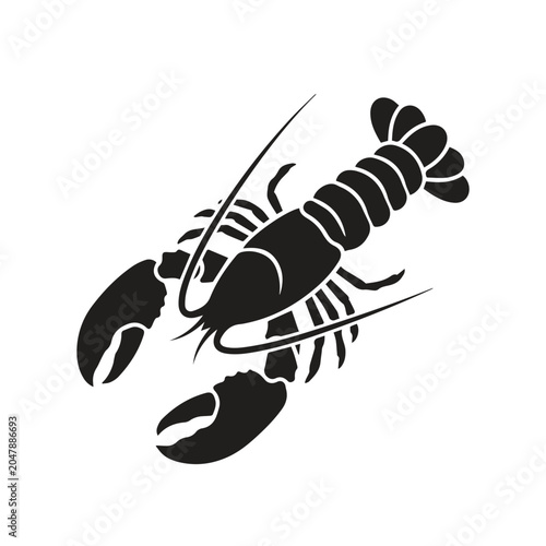 Canvastavla Detailed lobster silhouette graphic icon with crustacean shellfish silhouette
