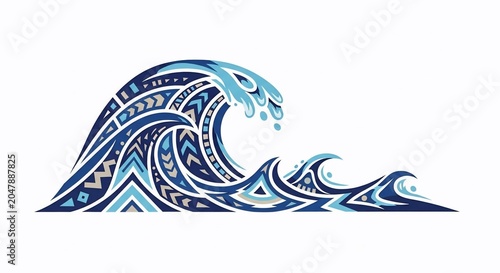 Decorative Ocean Wave Tribal Pattern Design.